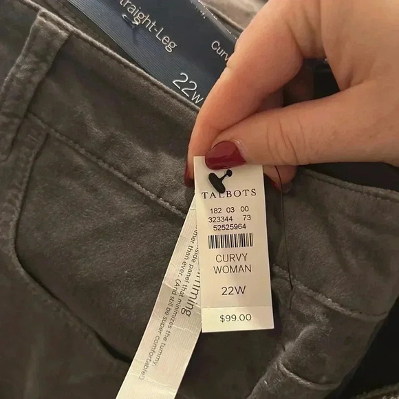 NWT TALBOTS HIGH RISE STRAIGHT LEG 22W Velveteen Curvy Pants - Picture 6 of 6